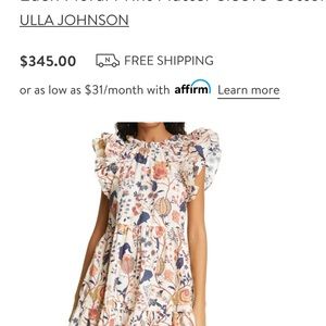 Ulla Johnson dress flutter sleeve dress